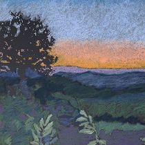 San Martino - evening, oil pastels, 35x70 cm, 2019, private collection - Poland